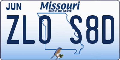 MO license plate ZL0S8D