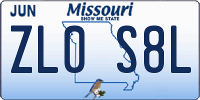MO license plate ZL0S8L