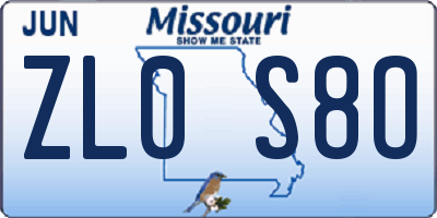 MO license plate ZL0S8O