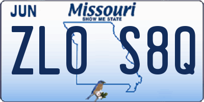 MO license plate ZL0S8Q
