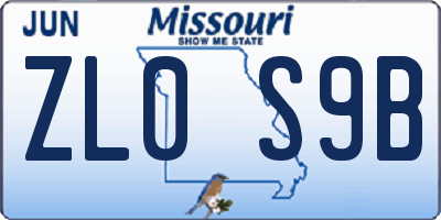 MO license plate ZL0S9B