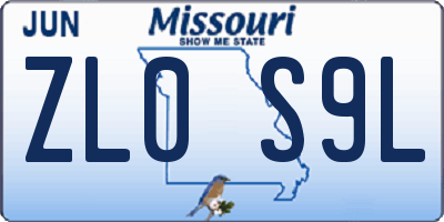 MO license plate ZL0S9L