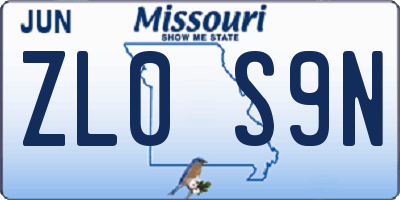 MO license plate ZL0S9N