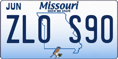 MO license plate ZL0S9O