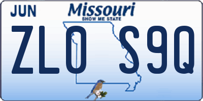 MO license plate ZL0S9Q