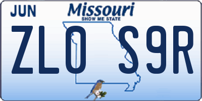 MO license plate ZL0S9R