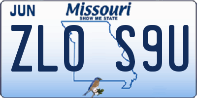 MO license plate ZL0S9U
