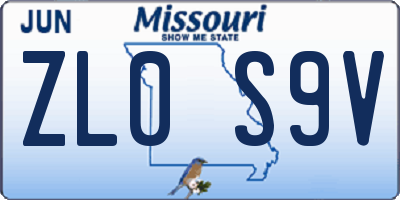 MO license plate ZL0S9V