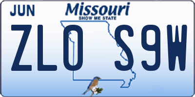MO license plate ZL0S9W
