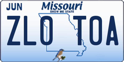 MO license plate ZL0T0A