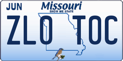 MO license plate ZL0T0C