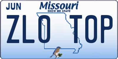 MO license plate ZL0T0P