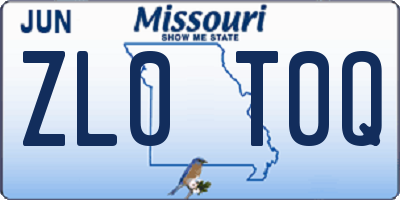 MO license plate ZL0T0Q
