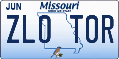 MO license plate ZL0T0R