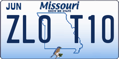 MO license plate ZL0T1O