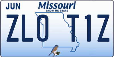 MO license plate ZL0T1Z