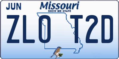 MO license plate ZL0T2D