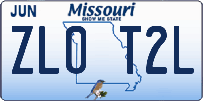 MO license plate ZL0T2L
