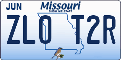MO license plate ZL0T2R