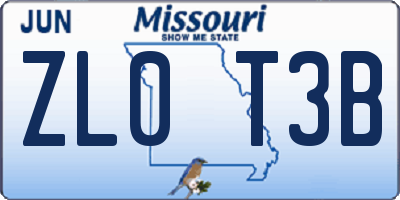 MO license plate ZL0T3B