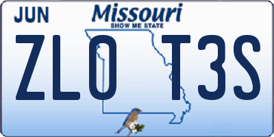 MO license plate ZL0T3S