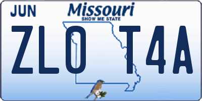 MO license plate ZL0T4A