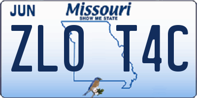 MO license plate ZL0T4C