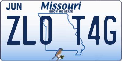 MO license plate ZL0T4G