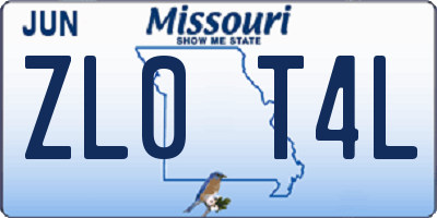 MO license plate ZL0T4L