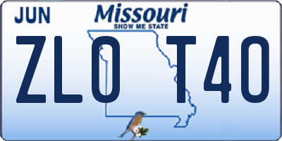 MO license plate ZL0T4O