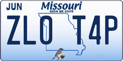 MO license plate ZL0T4P