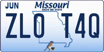 MO license plate ZL0T4Q