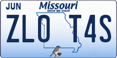 MO license plate ZL0T4S