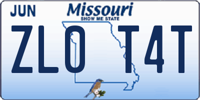 MO license plate ZL0T4T