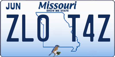 MO license plate ZL0T4Z