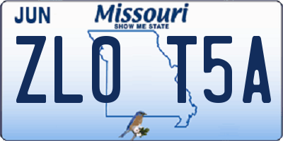 MO license plate ZL0T5A