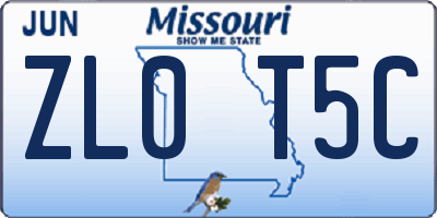 MO license plate ZL0T5C
