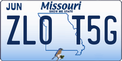 MO license plate ZL0T5G