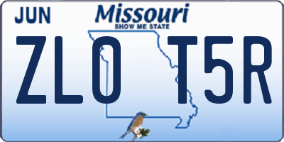 MO license plate ZL0T5R