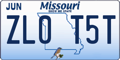 MO license plate ZL0T5T