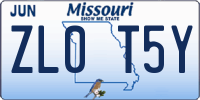 MO license plate ZL0T5Y