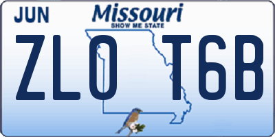 MO license plate ZL0T6B