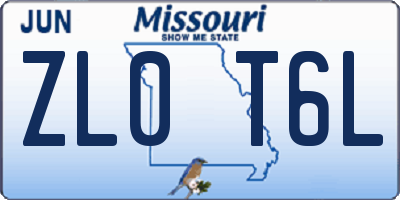 MO license plate ZL0T6L