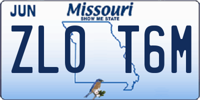 MO license plate ZL0T6M