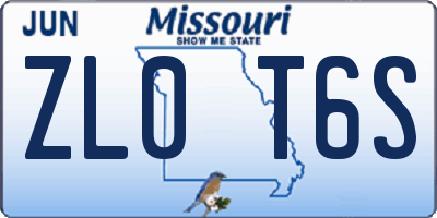 MO license plate ZL0T6S