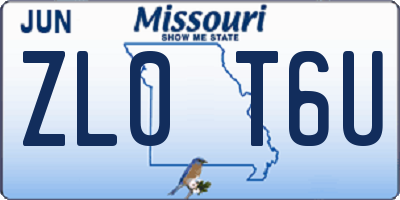 MO license plate ZL0T6U