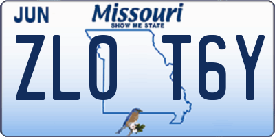 MO license plate ZL0T6Y
