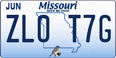 MO license plate ZL0T7G