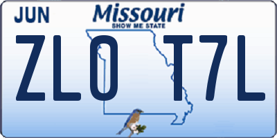 MO license plate ZL0T7L