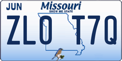 MO license plate ZL0T7Q